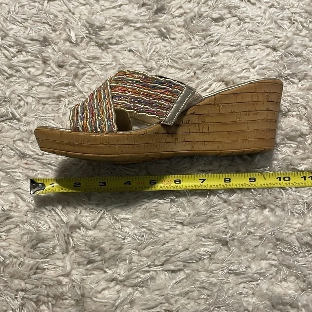 Italian Shoemakers Women Wedge Heels Size 8 Gold Colorful Coastal Bohemian